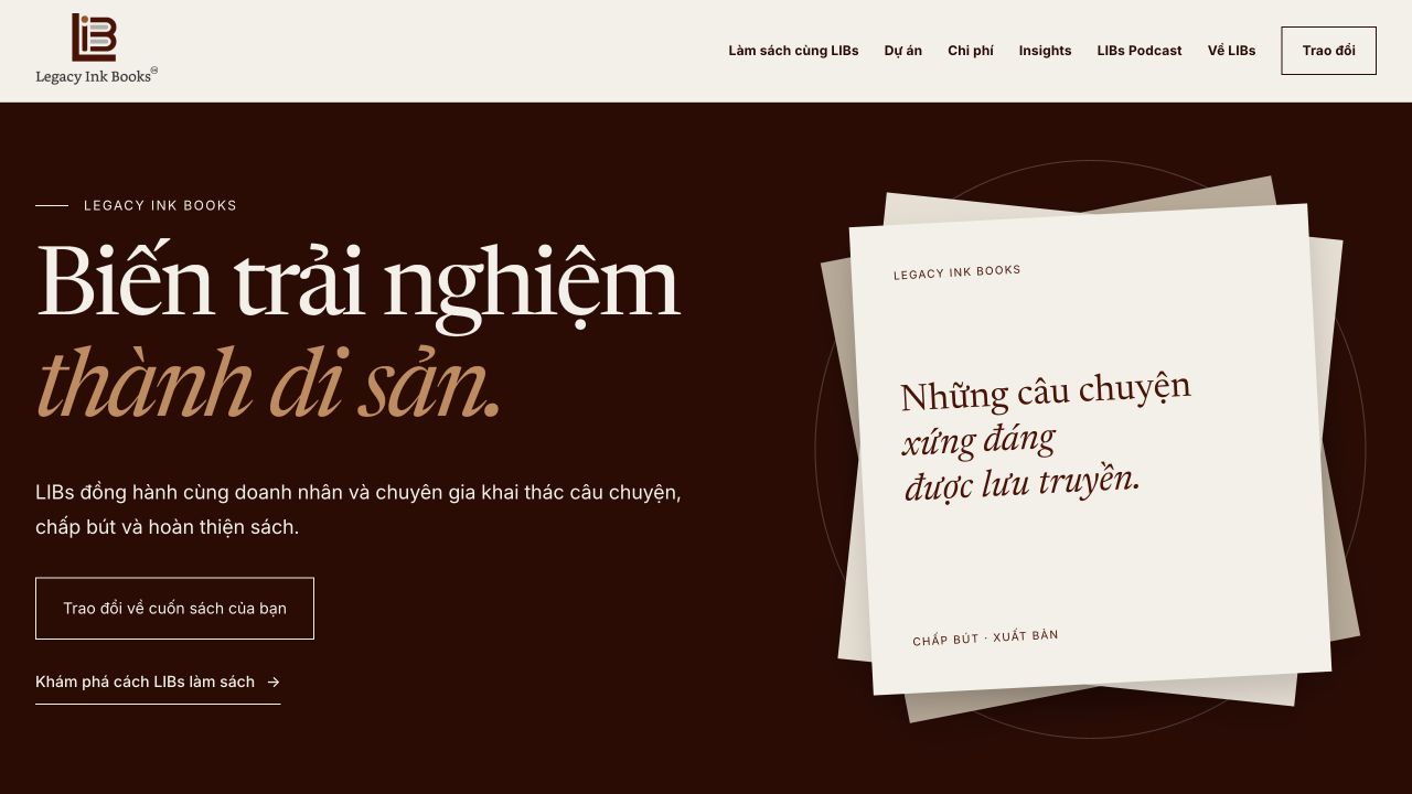 Ảnh chụp website Legacy Ink Books ngày 06.10.2026
